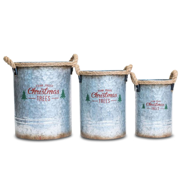 Christmas Tree Metal Bucket - Set 3