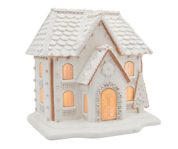 White Gingerbread House LED - DAMAGED