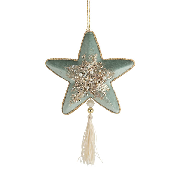 Champagne Mint Star with Tassle Ornament