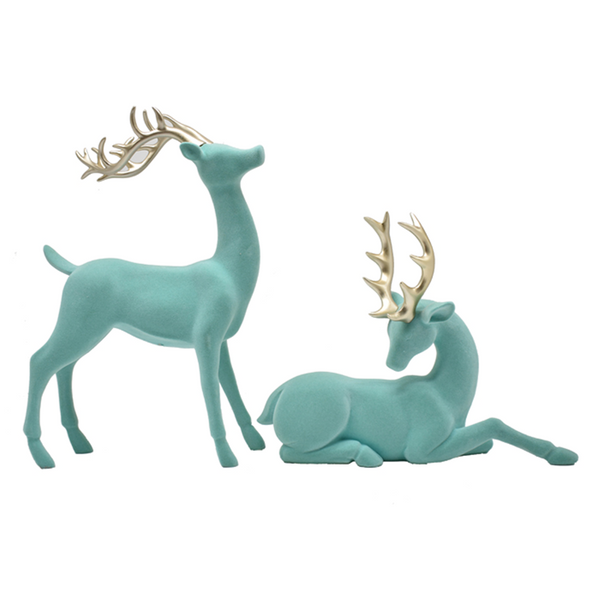 Resin Flocked Teal Deer