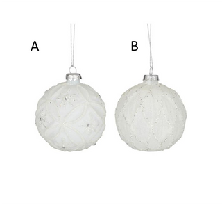 Sparkle Glass Bauble White/Silver