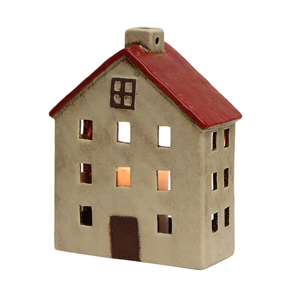 Alsace Tealight Wide Chalet Red/White