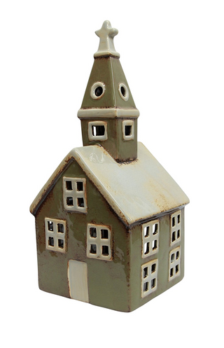 Alsace Tealight Church Olive Green