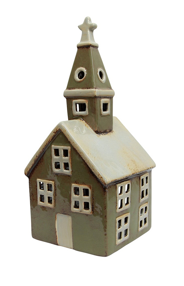 Alsace Tealight Church Olive Green