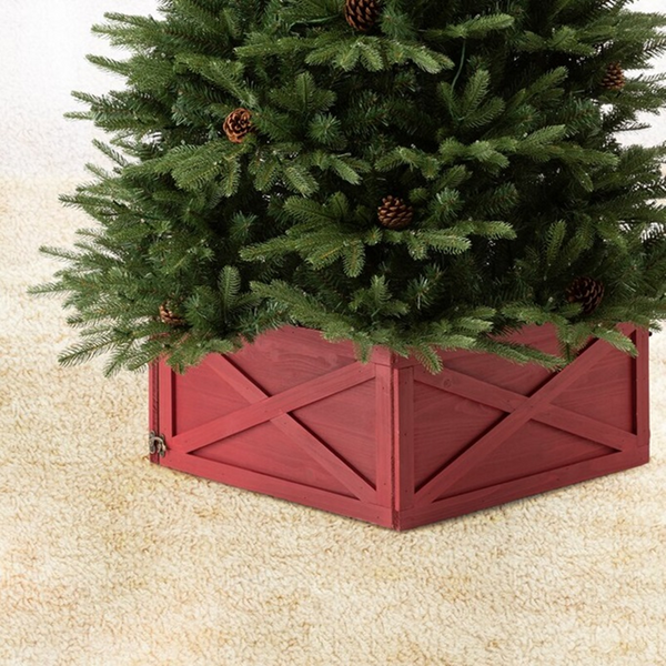 Tree Collar - Red Wooden Square