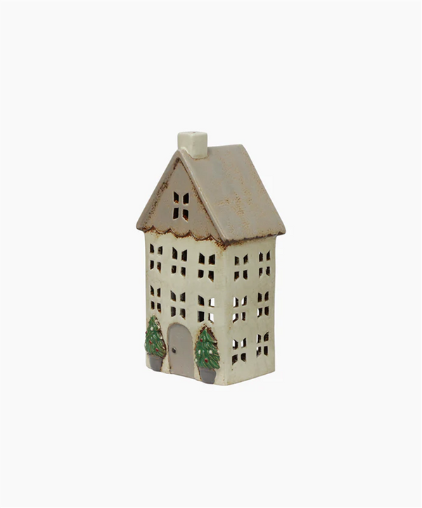 Alsace Christmas Tea Light House Stone with Pots Medium