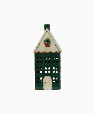 Alsace Christmas Tea Light House Green with Wreath Large
