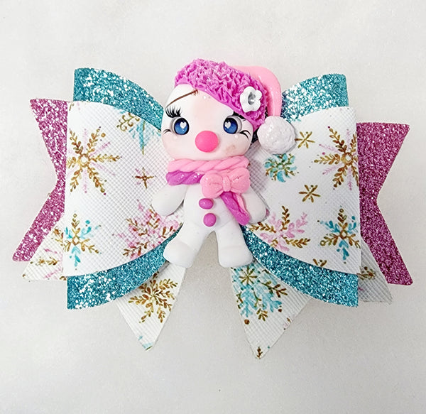 Mia bow - Snowy clay