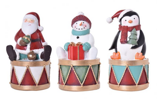 Vintage Christmas Drum - S/3