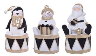 Black and White Christmas Drum - S/3