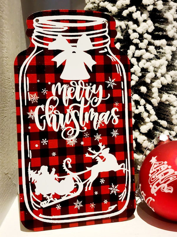 Christmas Sign - Wooden Mason Jar
