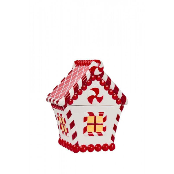 Red White Candy House Jar